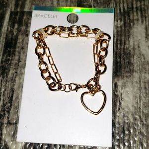 Gold Link Heart Bracelet